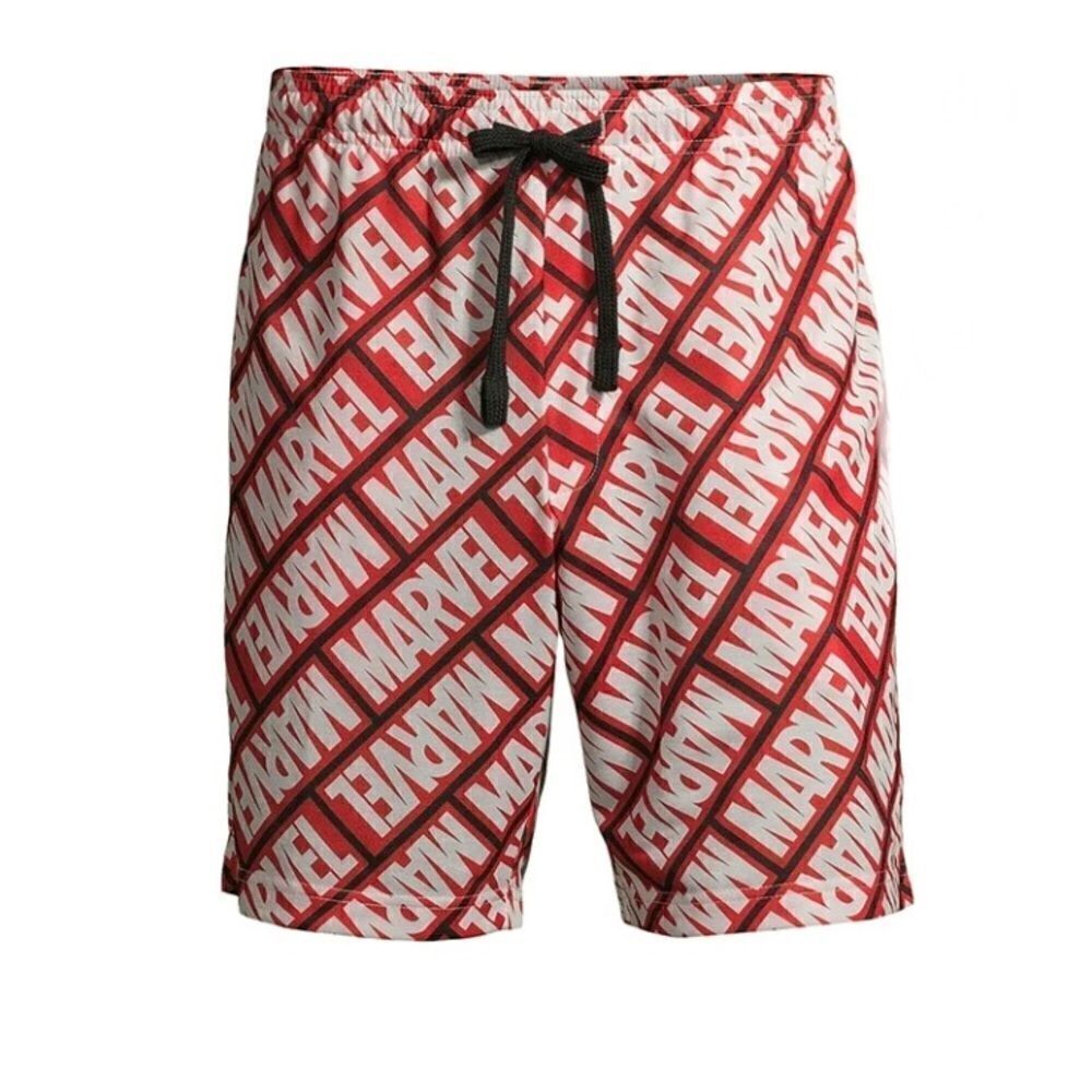 Men’s Marvel Bar Logo Soft Comfy Lounge Pajama Sleep Shorts Size S